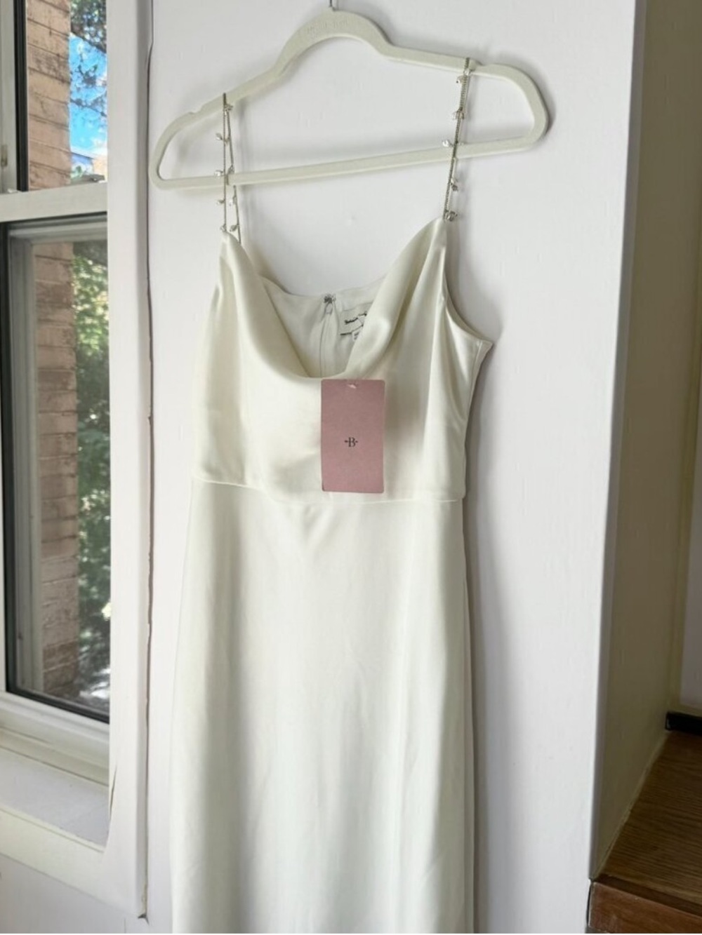 NWT Sachin + Babi Pema Satin Midi Dress Pearl Straps Size 2